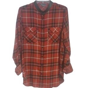 Vince Leather Collar Button Front Shirt